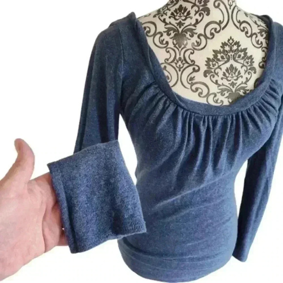 JAC by Jacqueline Conoir Shirt Long Sleeve Blue Scoop Neck Cotton Women's  XS - Picture 7 of 11